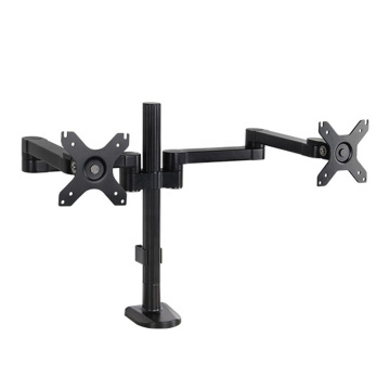 Wholesale Foldable Adjustable Height Aluminum Alloy White Dual Monitor Arm Stand